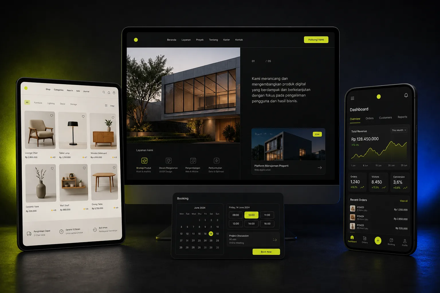 Contoh website company profile premium yang dirancang Folkastudio