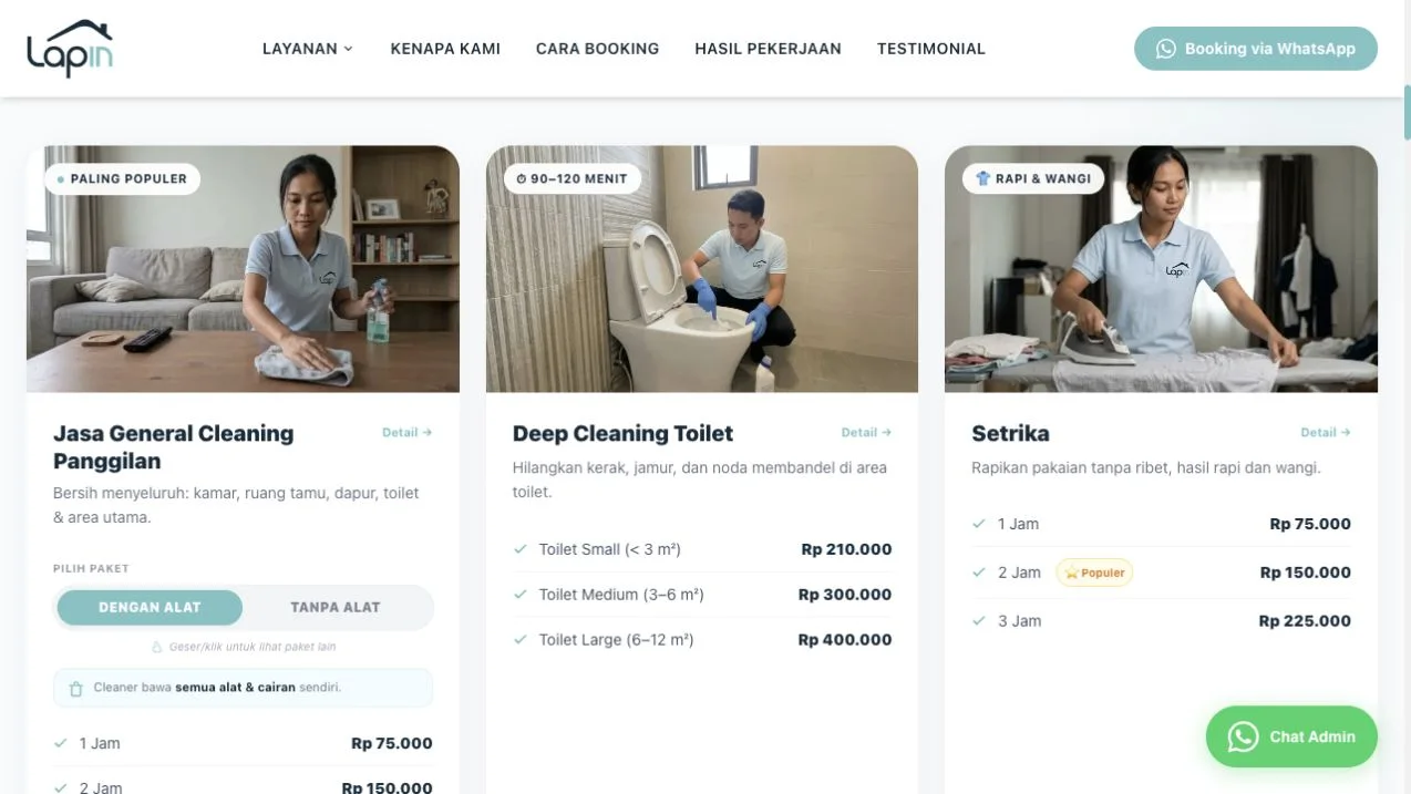 Katalog layanan Lapin pada tampilan desktop