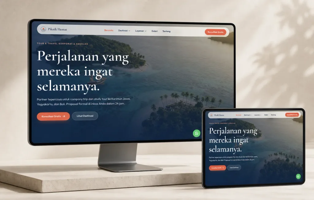 Showcase website Piknik Hemat dari tangkapan layar situs aslinya