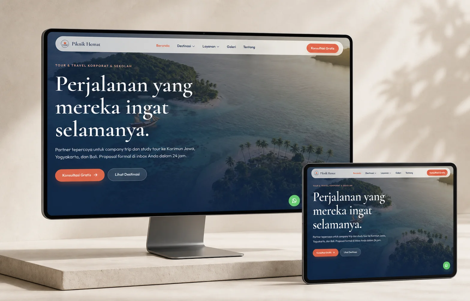 Showcase website Piknik Hemat dari tangkapan layar situs aslinya