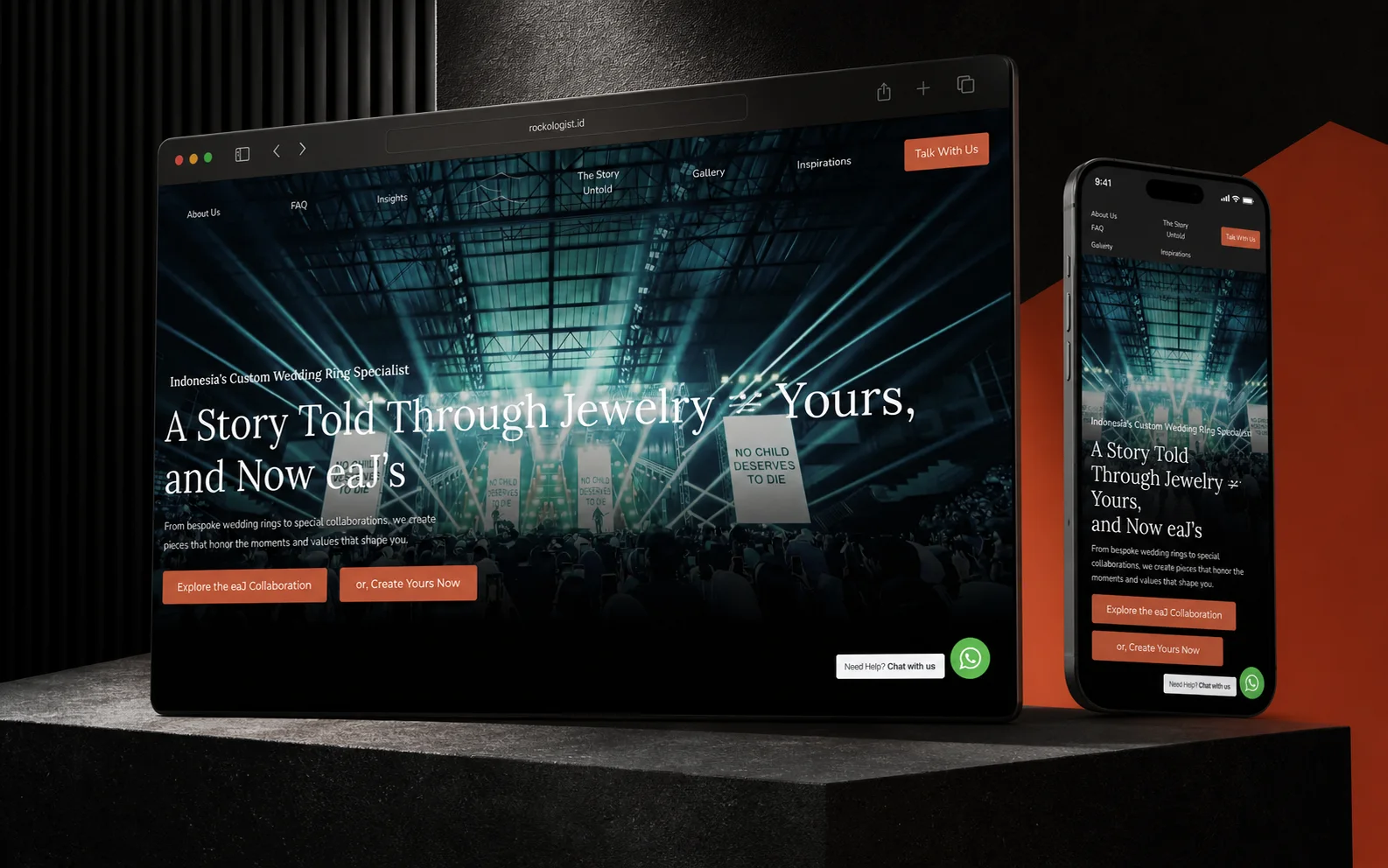 Showcase website Rockologist pada tampilan desktop dan mobile