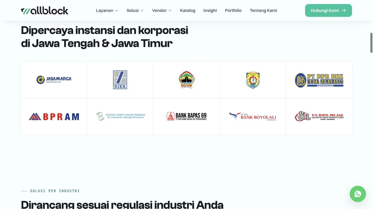 Showcase website Wallblock pada tampilan desktop dan mobile