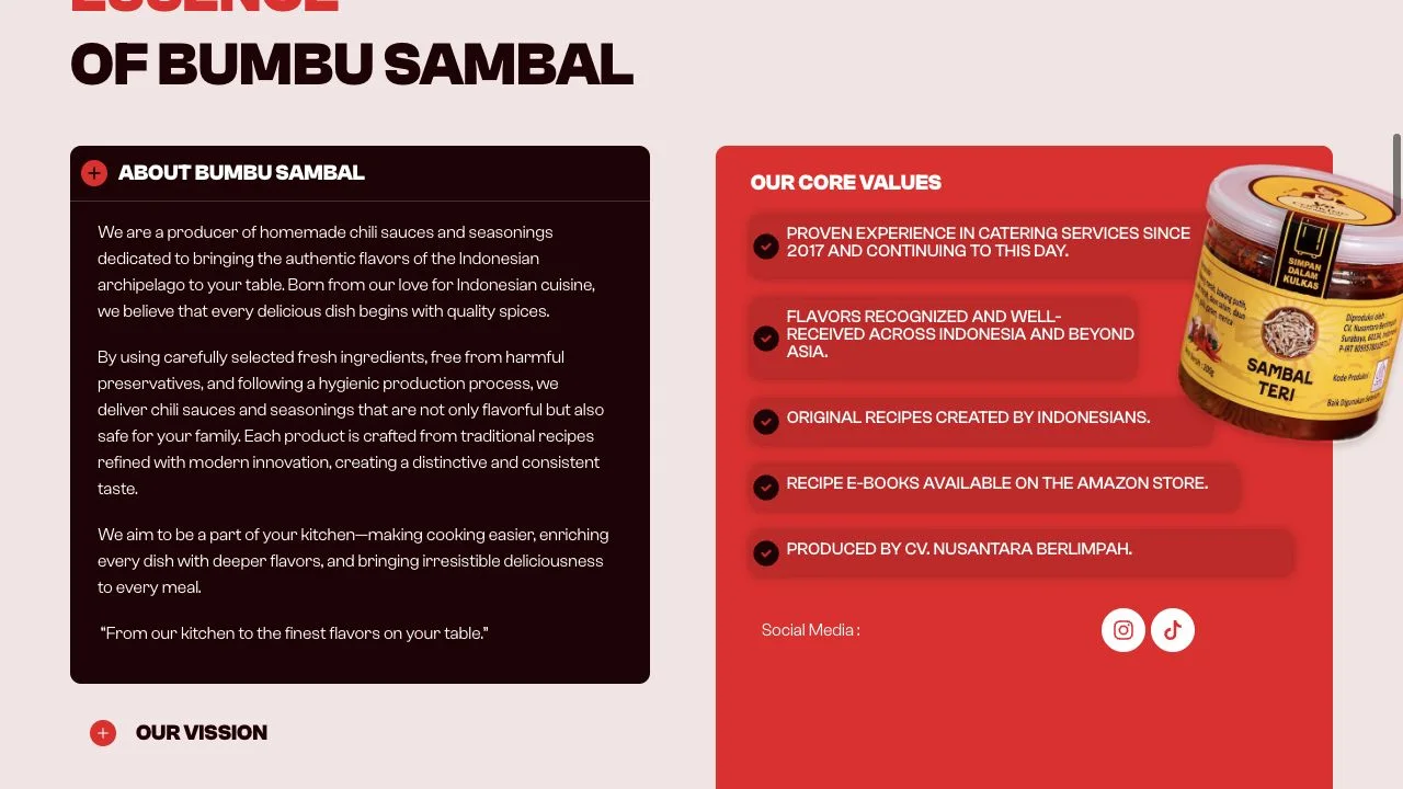 Showcase website Yocooking Sambal Bumbu pada tampilan desktop dan mobile