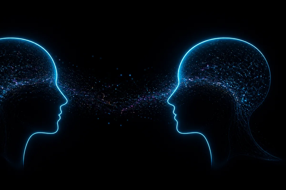 Ilustrasi website AI-native dengan modul konten dan rekomendasi yang menyesuaikan pengguna