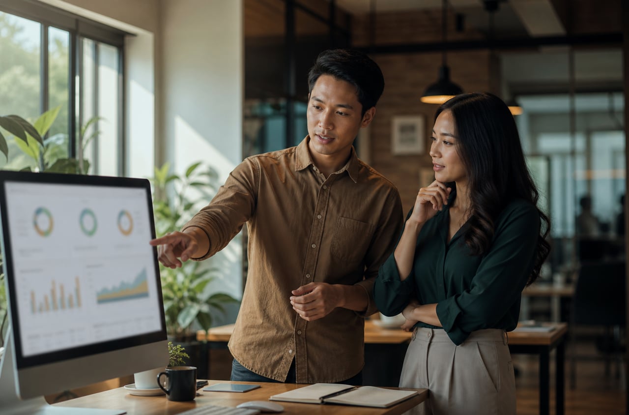 Developer Odoo Folkastudio meninjau alur kerja ERP perusahaan bersama tim operasional