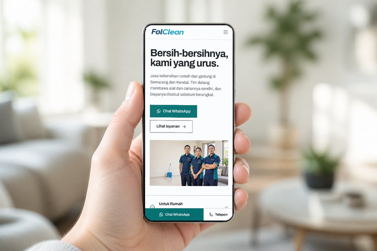 Tampilan FolClean di layar ponsel