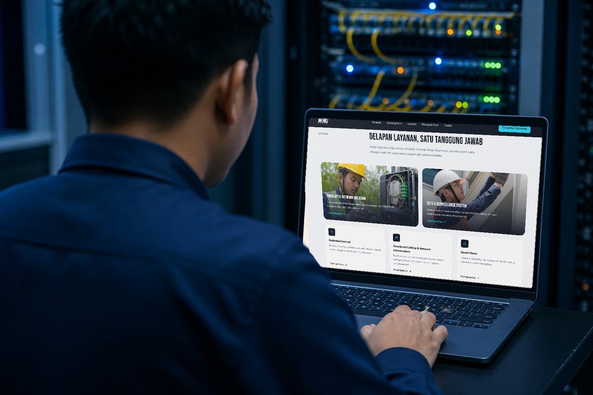 Daftar layanan Mino Network di layar laptop