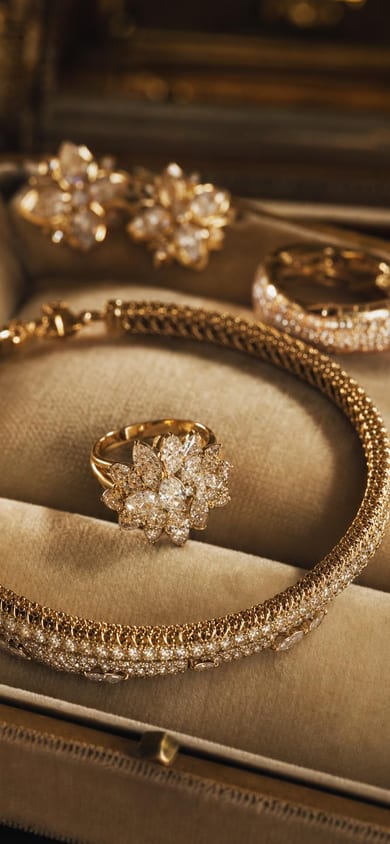 Detail perhiasan emas dan berlian premium