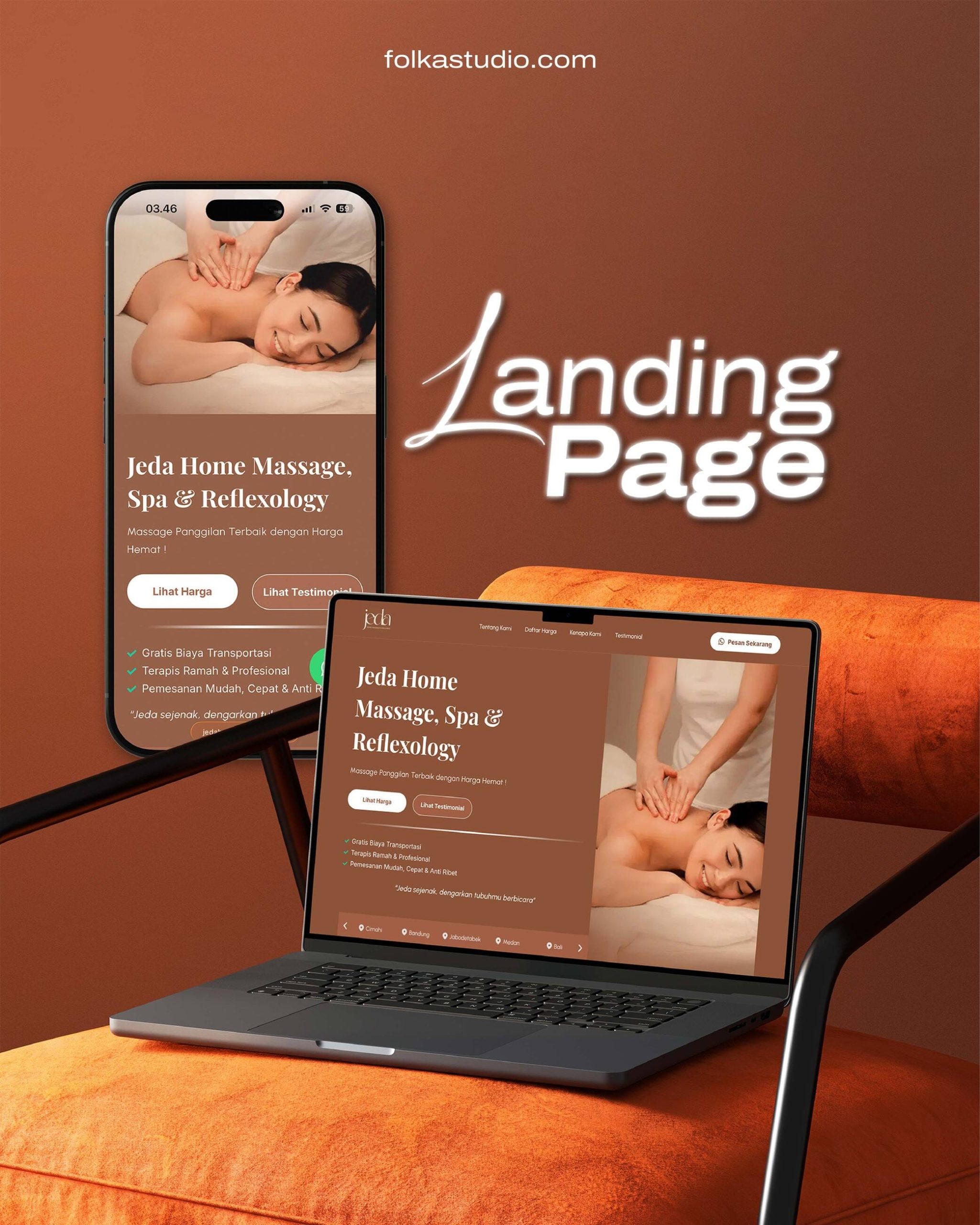Laptop and phone jeda home massage look