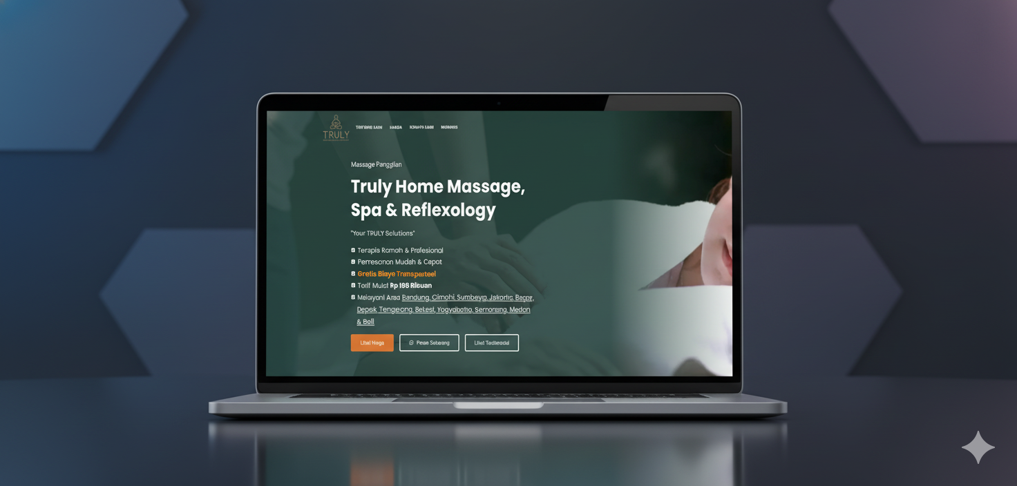mockup laptop truly home massage website