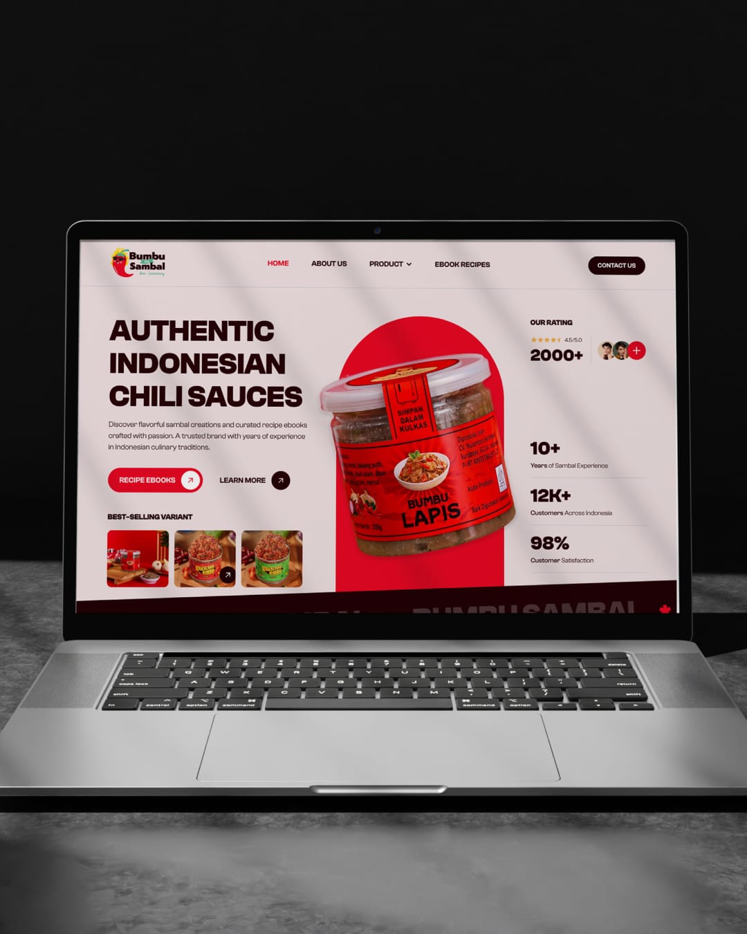 laptop with webwsite resep nusantara indonesia