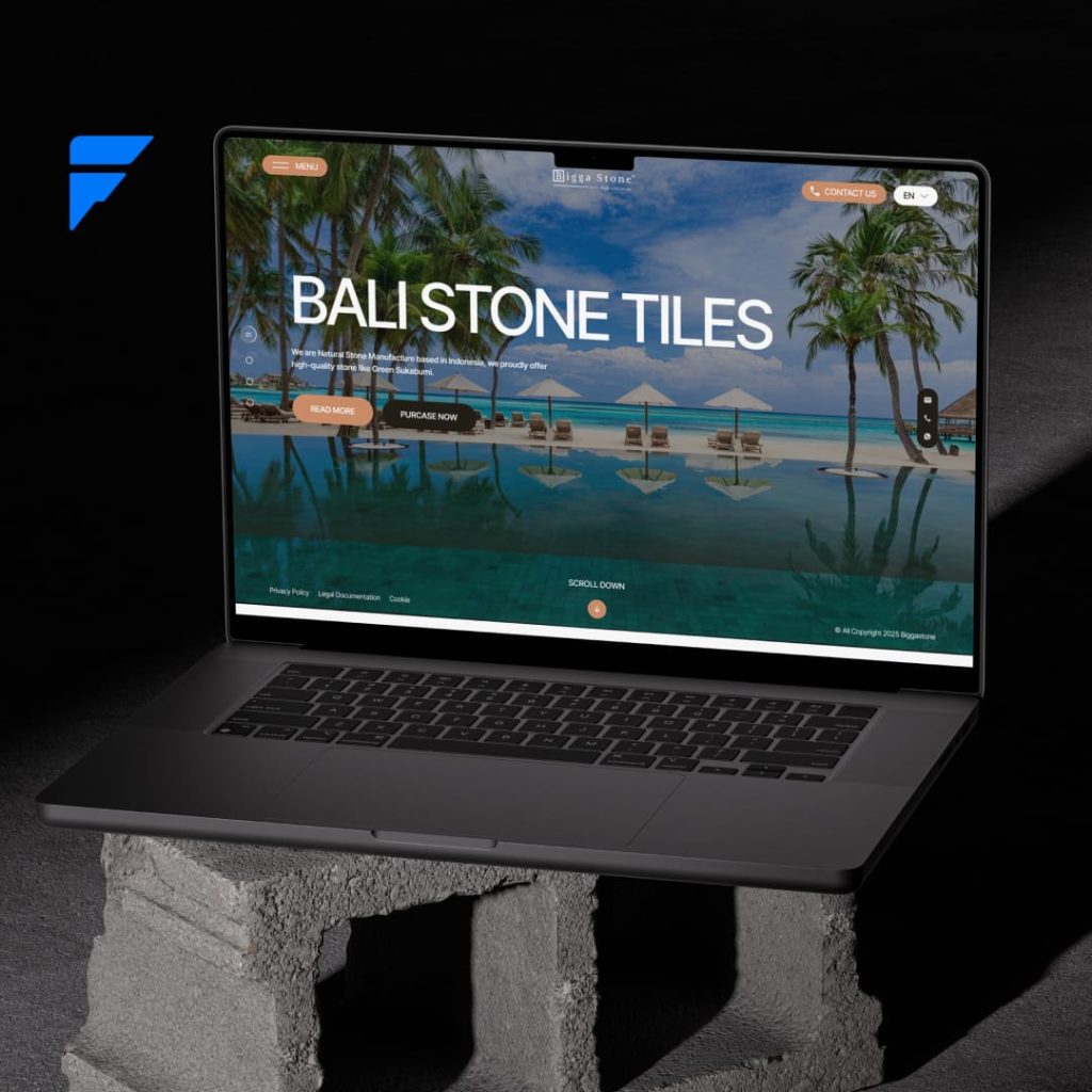 UI UX desin bali stone tiles laptop mockup